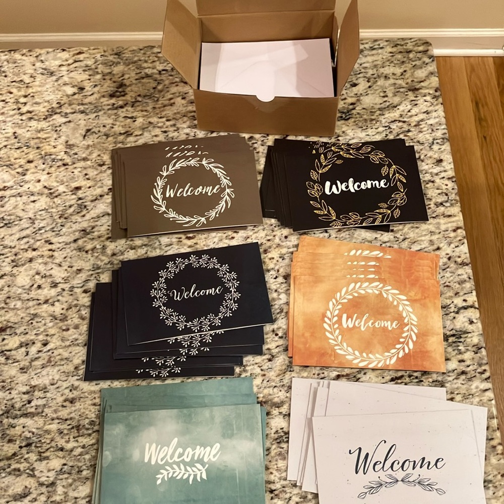 Assorted Welcome Cards and Envelopes Set of 48 Business Stationary Minimalist